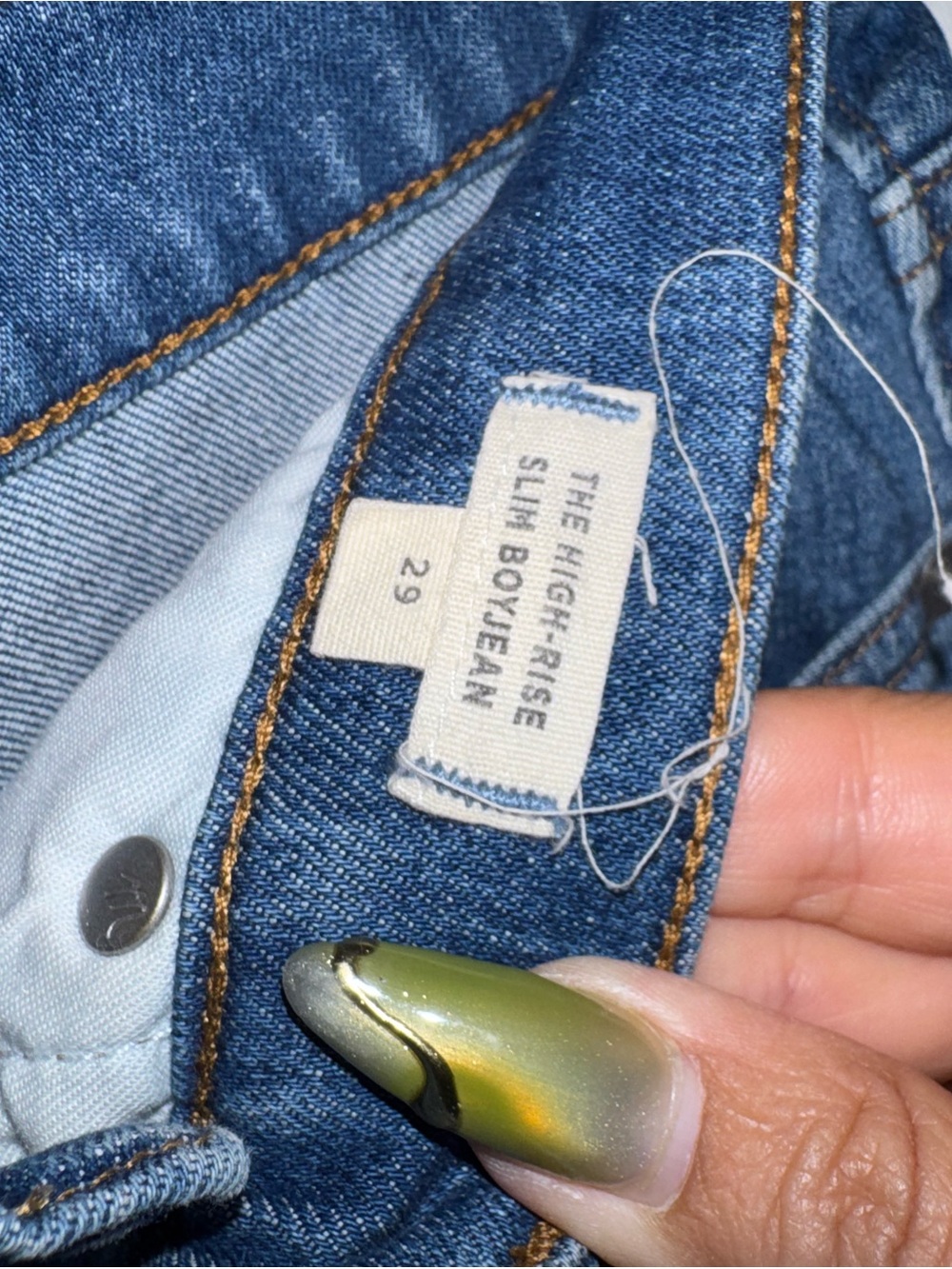 High-Rise Slim Boyjean Denim Jeans - Light Blue